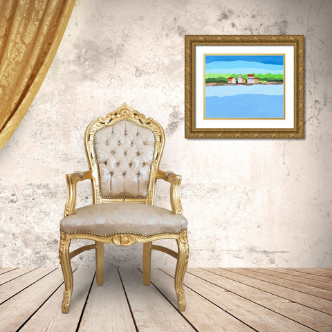 Red Roof Landscape I Gold Ornate Wood Framed Art Print with Double Matting by Moore, Regina
