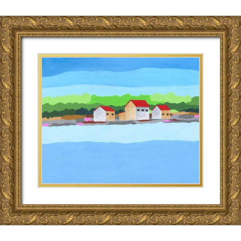Red Roof Landscape II Gold Ornate Wood Framed Art Print with Double Matting by Moore, Regina