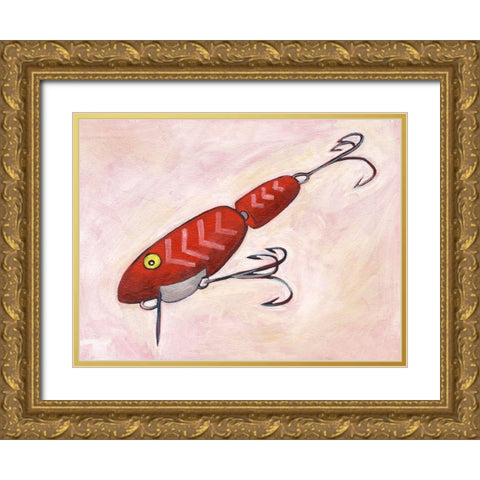 Retro Fishing Lure VI Gold Ornate Wood Framed Art Print with Double Matting by Moore, Regina