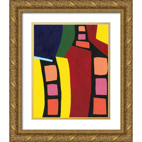 Color Me Happy I Gold Ornate Wood Framed Art Print with Double Matting by Moore, Regina