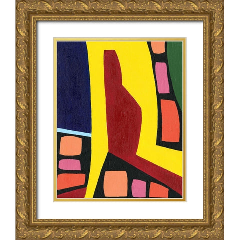 Color Me Happy II Gold Ornate Wood Framed Art Print with Double Matting by Moore, Regina