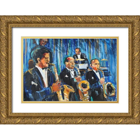 Horn Section Gold Ornate Wood Framed Art Print with Double Matting by Stevens, Allayn