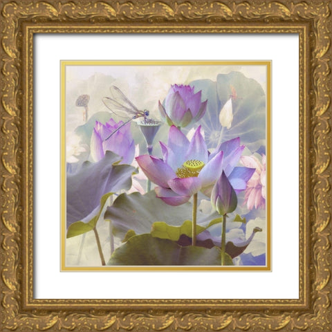 Lotus Sanctuary II Gold Ornate Wood Framed Art Print with Double Matting by Hunziker, Steve