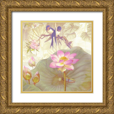Lotus Sanctuary IV Gold Ornate Wood Framed Art Print with Double Matting by Hunziker, Steve