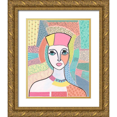 Pattern Lady I Gold Ornate Wood Framed Art Print with Double Matting by Moore, Regina