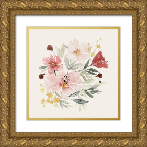 Pink Posy Dance II Gold Ornate Wood Framed Art Print with Double Matting by Popp, Grace