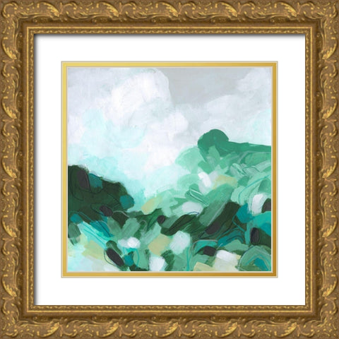 Aqua Valley II Gold Ornate Wood Framed Art Print with Double Matting by Vess, June Erica
