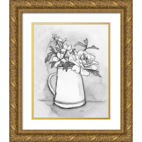 Backyard Bouquet II Gold Ornate Wood Framed Art Print with Double Matting by Caroline, Emma