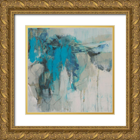 Painterly Teal II Gold Ornate Wood Framed Art Print with Double Matting by Goldberger, Jennifer