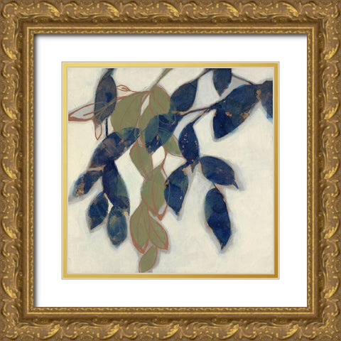 Entwined Leaves I Gold Ornate Wood Framed Art Print with Double Matting by Goldberger, Jennifer