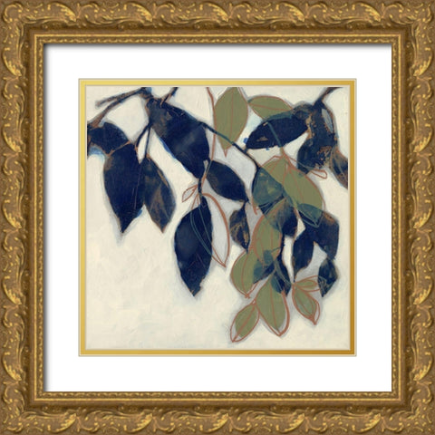 Entwined Leaves II Gold Ornate Wood Framed Art Print with Double Matting by Goldberger, Jennifer