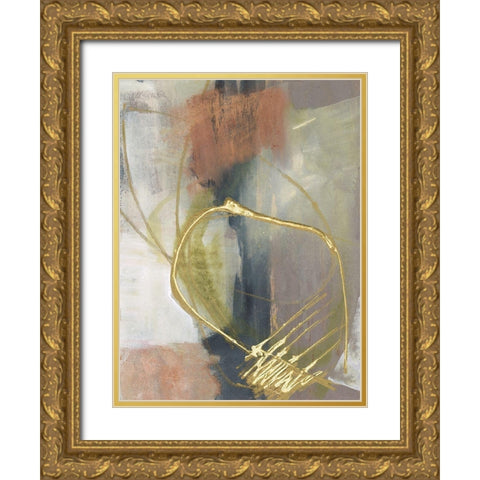 Burnished Loops I Gold Ornate Wood Framed Art Print with Double Matting by Goldberger, Jennifer