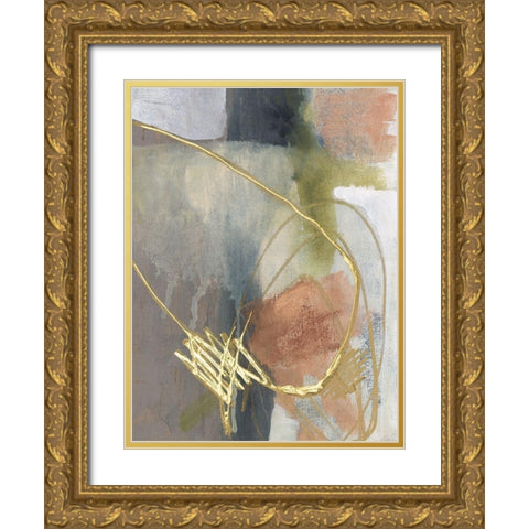 Burnished Loops II Gold Ornate Wood Framed Art Print with Double Matting by Goldberger, Jennifer