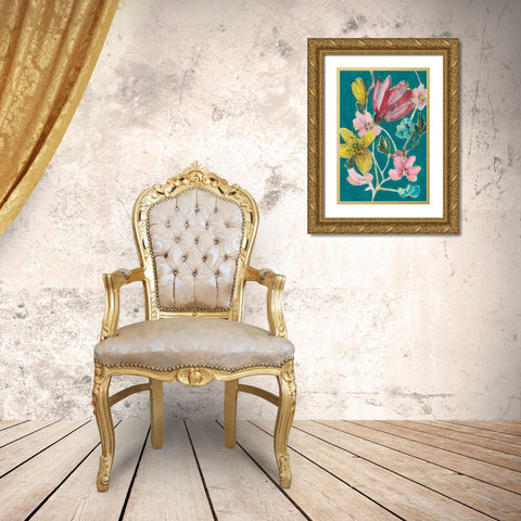 Tropic Bouquet II Gold Ornate Wood Framed Art Print with Double Matting by Goldberger, Jennifer