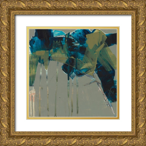 Deconstructed Blues II Gold Ornate Wood Framed Art Print with Double Matting by Goldberger, Jennifer