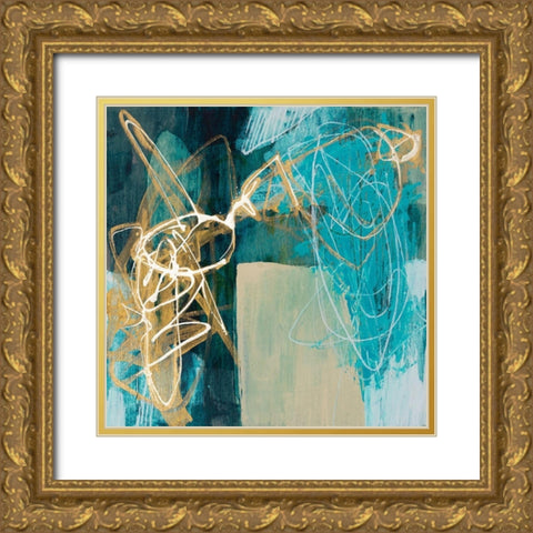 Blue Spectrum I Gold Ornate Wood Framed Art Print with Double Matting by Goldberger, Jennifer