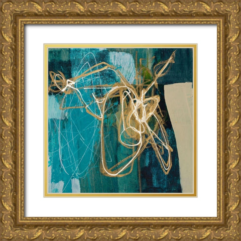 Blue Spectrum II Gold Ornate Wood Framed Art Print with Double Matting by Goldberger, Jennifer