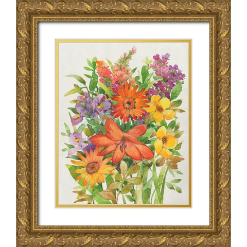 Floral Mix I Gold Ornate Wood Framed Art Print with Double Matting by OToole, Tim