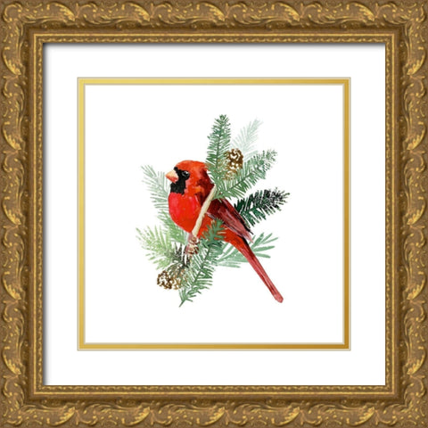 Winter Visitor IV Gold Ornate Wood Framed Art Print with Double Matting by Barnes, Victoria