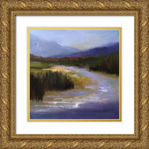 Mountain River II Gold Ornate Wood Framed Art Print with Double Matting by Finch, Sheila