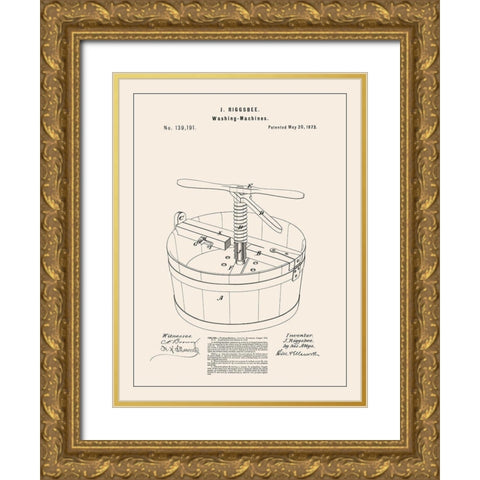 Laundry Patent III Gold Ornate Wood Framed Art Print with Double Matting by Barnes, Victoria