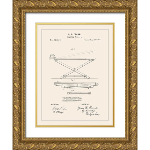 Laundry Patent IV Gold Ornate Wood Framed Art Print with Double Matting by Barnes, Victoria