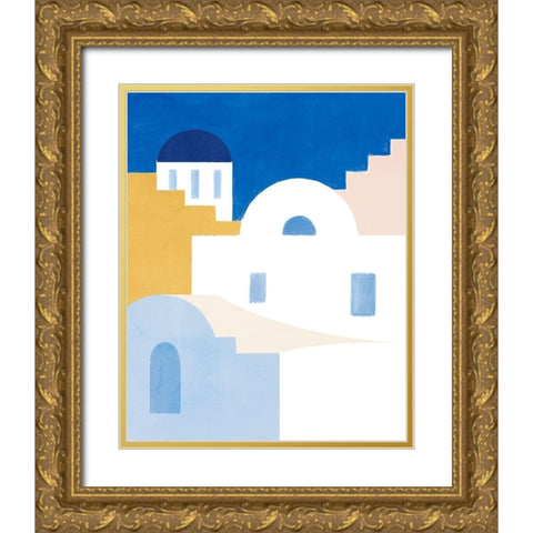 Simple Santorini II Gold Ornate Wood Framed Art Print with Double Matting by Barnes, Victoria