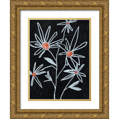 Flower Doodle I Gold Ornate Wood Framed Art Print with Double Matting by Goldberger, Jennifer