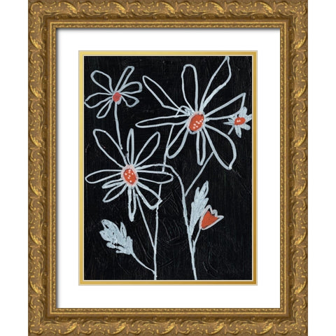 Flower Doodle II Gold Ornate Wood Framed Art Print with Double Matting by Goldberger, Jennifer