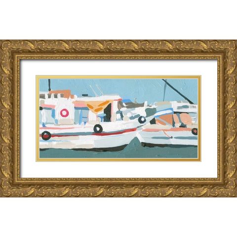 Bright Boats II Gold Ornate Wood Framed Art Print with Double Matting by Caroline, Emma