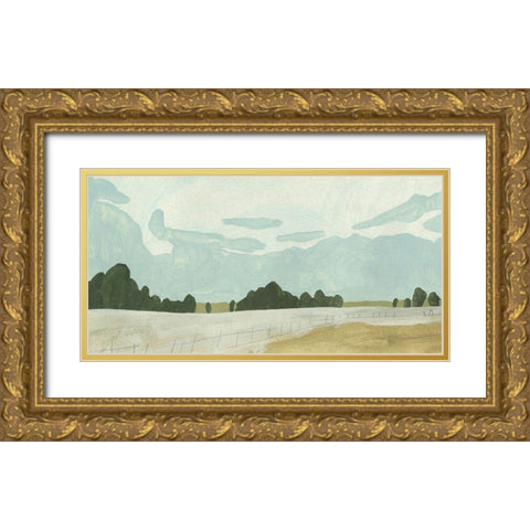 Farmland Study II Gold Ornate Wood Framed Art Print with Double Matting by Caroline, Emma