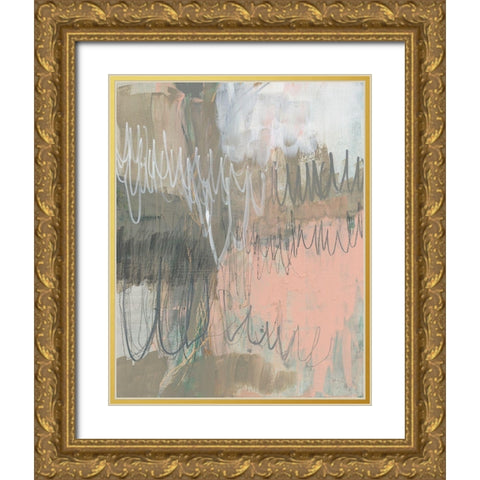 Twombly Script I Gold Ornate Wood Framed Art Print with Double Matting by Goldberger, Jennifer