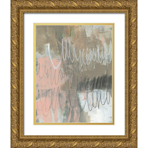 Twombly Script II Gold Ornate Wood Framed Art Print with Double Matting by Goldberger, Jennifer