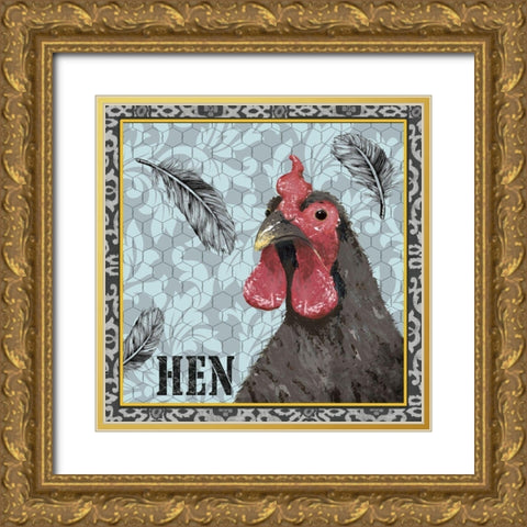 White Rooster II Gold Ornate Wood Framed Art Print with Double Matting by Reynolds, Jade