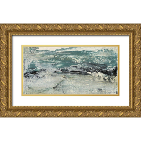 Teal Seascape I Gold Ornate Wood Framed Art Print with Double Matting by Bramma, Lila