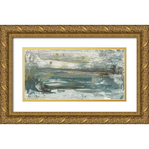 Teal Seascape II Gold Ornate Wood Framed Art Print with Double Matting by Bramma, Lila
