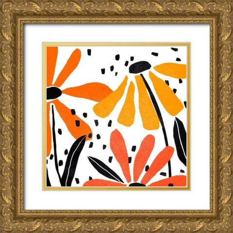 Modern Paper Garden I Gold Ornate Wood Framed Art Print with Double Matting by Vess, June Erica