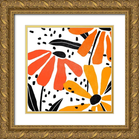 Modern Paper Garden II Gold Ornate Wood Framed Art Print with Double Matting by Vess, June Erica