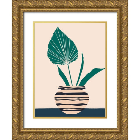Dancing Vase With Palm I Gold Ornate Wood Framed Art Print with Double Matting by Wang, Melissa