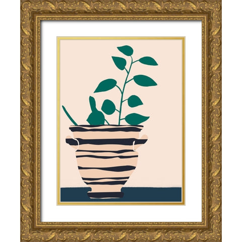 Dancing Vase With Palm II Gold Ornate Wood Framed Art Print with Double Matting by Wang, Melissa