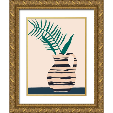 Dancing Vase With Palm III Gold Ornate Wood Framed Art Print with Double Matting by Wang, Melissa
