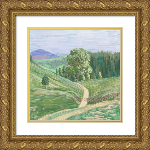 Hill Lines I Gold Ornate Wood Framed Art Print with Double Matting by Wang, Melissa
