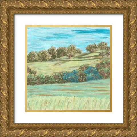 Hill Lines II Gold Ornate Wood Framed Art Print with Double Matting by Wang, Melissa
