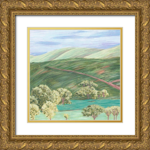 Hill Lines III Gold Ornate Wood Framed Art Print with Double Matting by Wang, Melissa