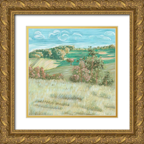 Hill Lines VI Gold Ornate Wood Framed Art Print with Double Matting by Wang, Melissa