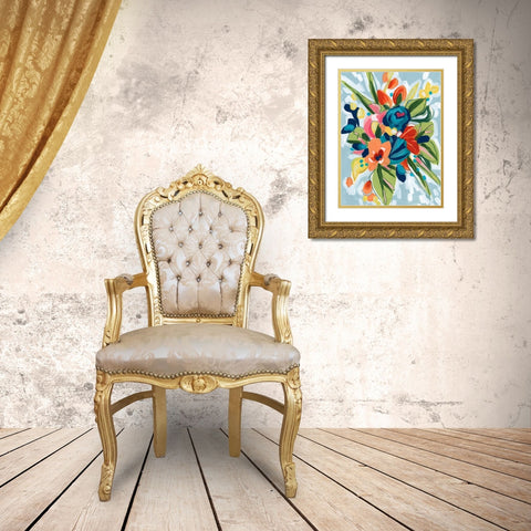 Petal Pop I Gold Ornate Wood Framed Art Print with Double Matting by Vess, June Erica