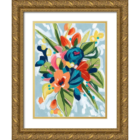 Petal Pop I Gold Ornate Wood Framed Art Print with Double Matting by Vess, June Erica