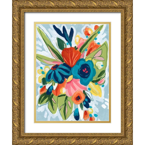 Petal Pop II Gold Ornate Wood Framed Art Print with Double Matting by Vess, June Erica