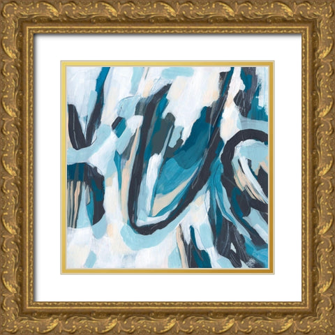 Blue Tundra II Gold Ornate Wood Framed Art Print with Double Matting by Vess, June Erica