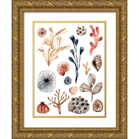 Ocean Assortment I Gold Ornate Wood Framed Art Print with Double Matting by Vess, June Erica